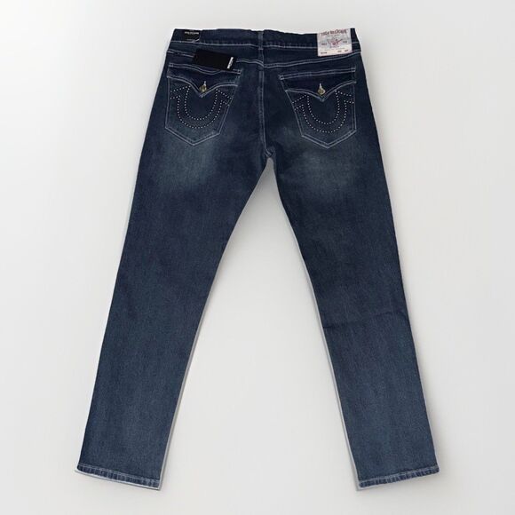 NWT $159 True Religion Men's 38 x 32 Jeans Geno Studded Horseshoe Slim Flex - Picture 3 of 5